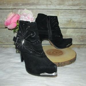 Miranda Lambert Larissa Black Suede Leather Boots
